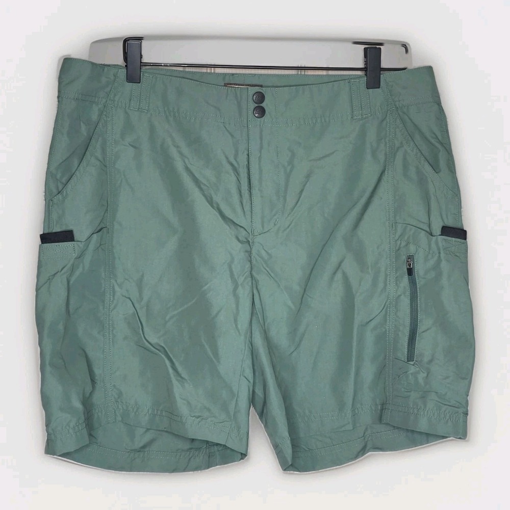Rei Cargo Shorts Women Size 16 Green Athletic Stretch Hiking SPF 50 Gorpcore - Picture 1 of 7